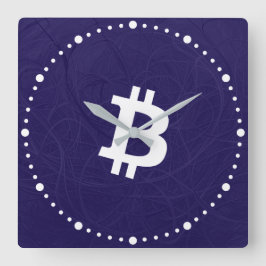Reloj Cuadrado Neurona de Bitcoin Azul Oscuro