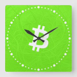 Reloj Cuadrado Neurona de Bitcoin Verde