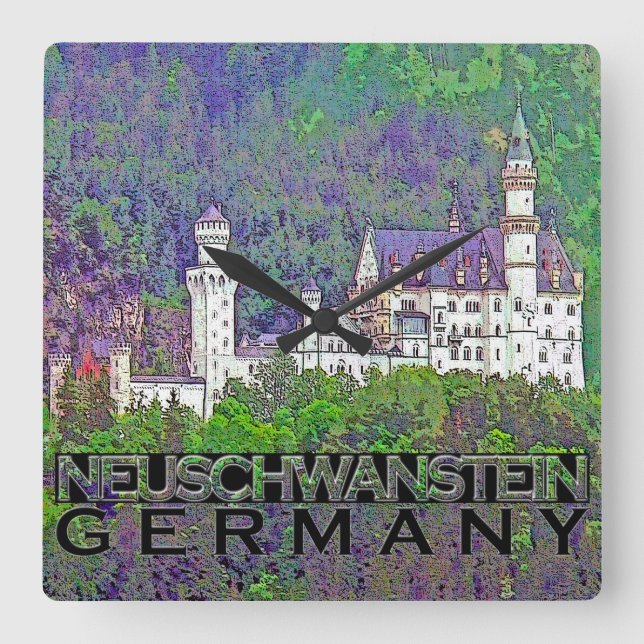 Reloj Cuadrado Neuschwanstein (Anverso)