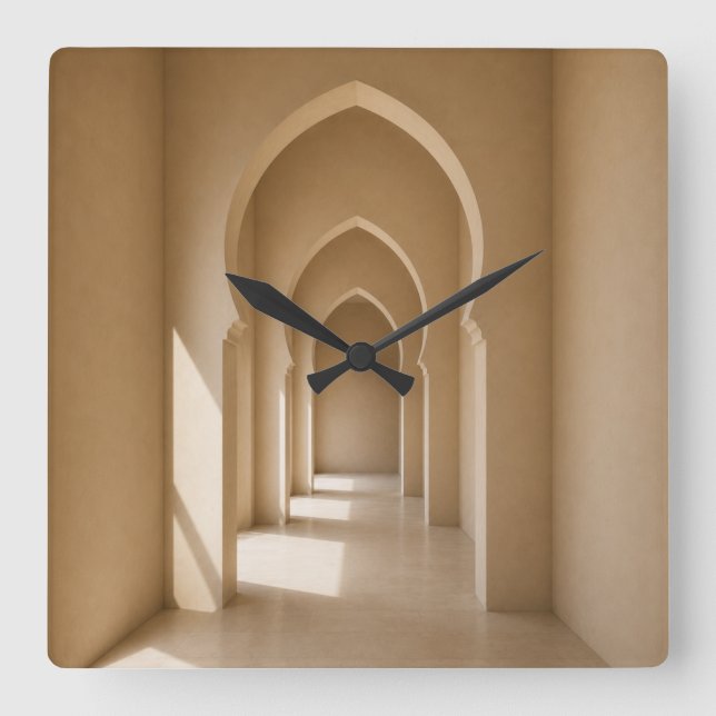 Reloj Cuadrado Neutral Beige Wall Decor (Anverso)