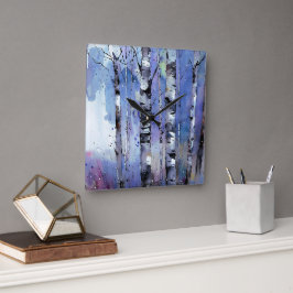 Reloj Cuadrado Nevada en el Birch Encantado