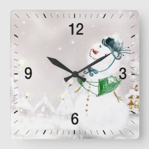 Reloj Cuadrado Nevada sobre los Navidades 1