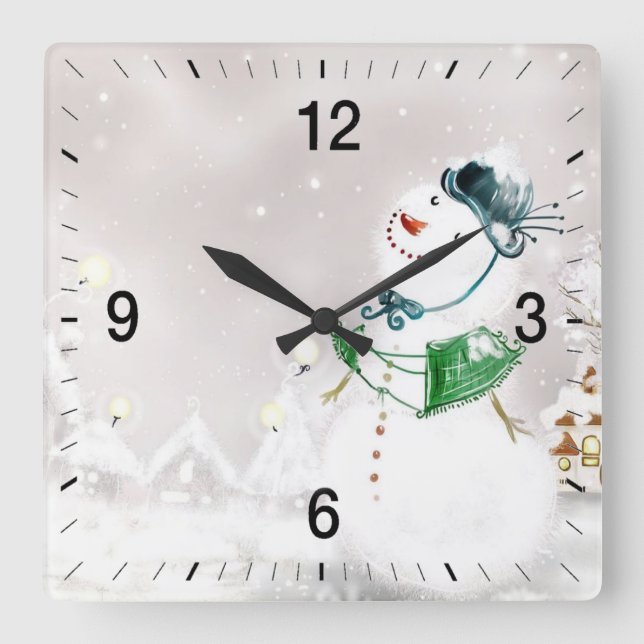 Reloj Cuadrado Nevada sobre los Navidades 1 (Anverso)