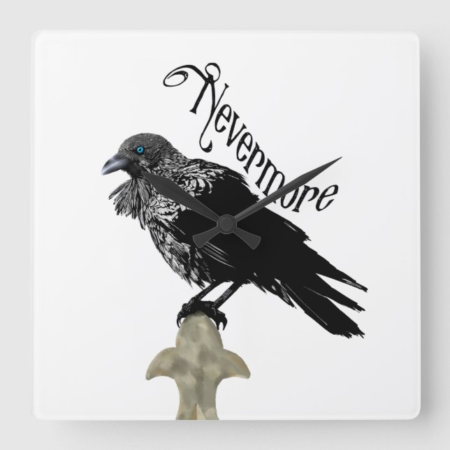 Reloj Cuadrado Nevermore Raven (Anverso)
