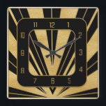 Reloj Cuadrado New Art Deco Gatsby Style<br><div class="desc">I have created a new Gatsby Style Art Deco Square Clock. I made the design myself and finished it in gold and black colours. This would make a fabulous wall clock for your home. It probably would look good on a plain style wall. Why not give as a present for...</div>