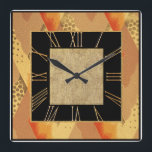 Reloj Cuadrado New Art Deco Style<br><div class="desc">I have created yet another Art Deco Style wall clock. I used a vintage Art Deco Print for the backing and created the Roman Numeral centre in Black and gold. This really is a lovely wall clock in the Art Deco style. Bespoke and unusual. See the side menu.</div>