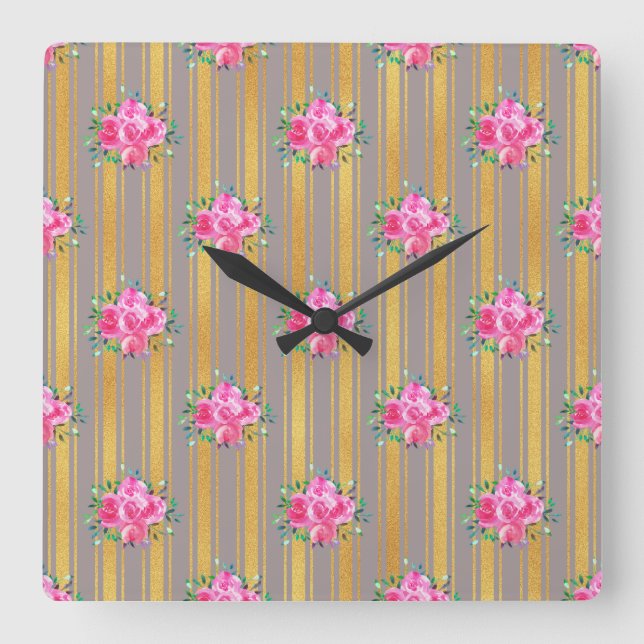 Reloj Cuadrado New Home Gift Floral Outlet Covers (Anverso)