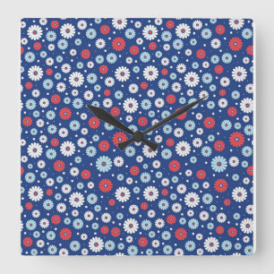 Reloj Cuadrado New Home Gift   Red and White Ditsy Floral