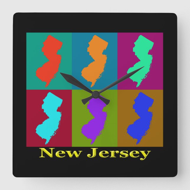 Reloj Cuadrado New Jersey Map (Anverso)