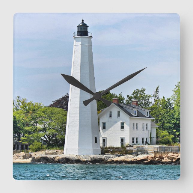Reloj Cuadrado New London Harbor Lighthouse, CT Wall Clock (Anverso)