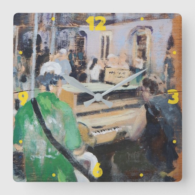 Reloj Cuadrado New Orleans Street Band Clock (Anverso)