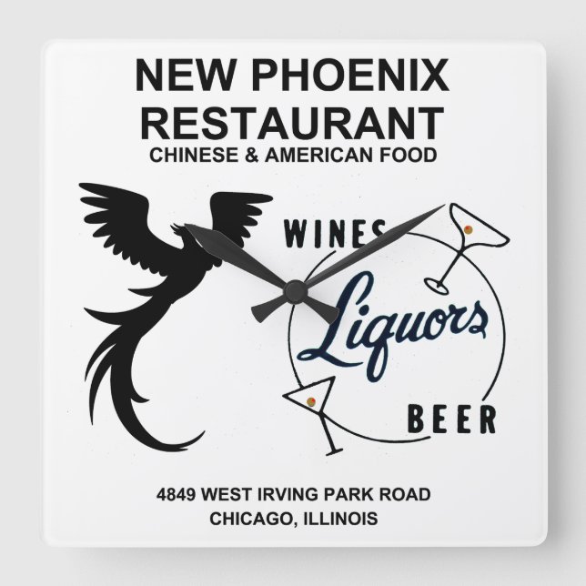 Reloj Cuadrado New Phoenix Restaurant, Chicago, IL (Anverso)