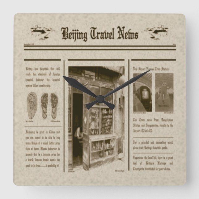 Reloj Cuadrado Newspaper Wall Clock (Anverso)