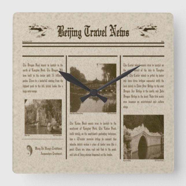 Reloj Cuadrado Newspaper Wall Clock (Anverso)