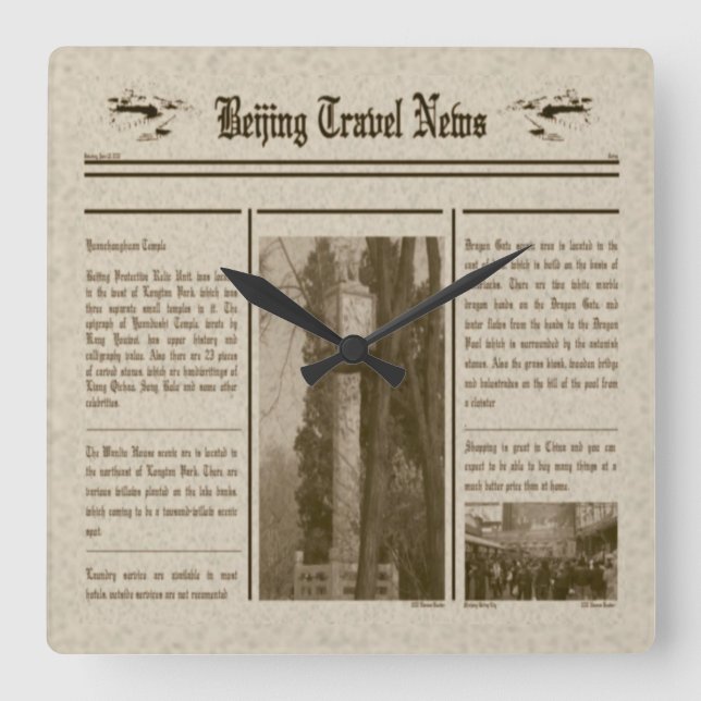 Reloj Cuadrado Newspaper Wall Clock (Anverso)