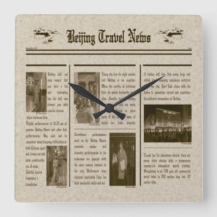 Reloj Cuadrado Newspaper Wall Clock
