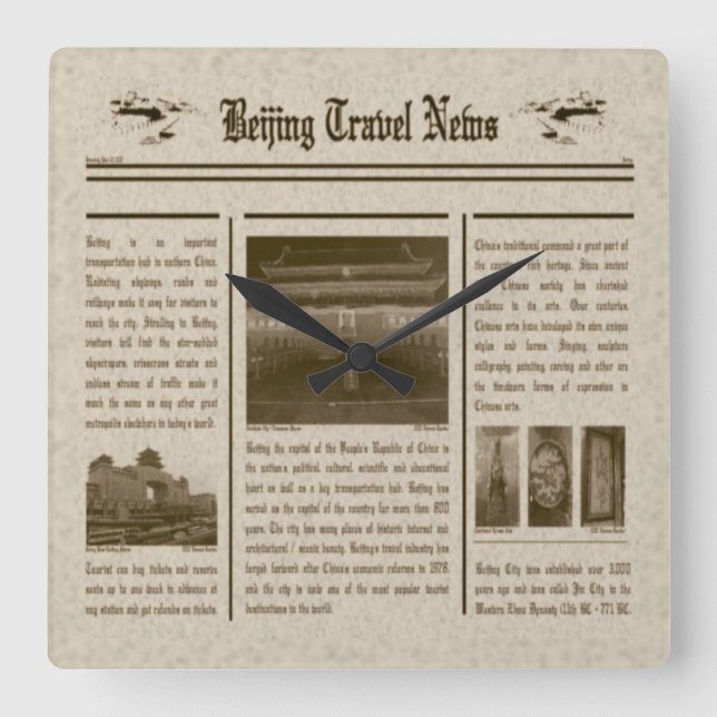Reloj Cuadrado Newspaper Wall Clock (Anverso)