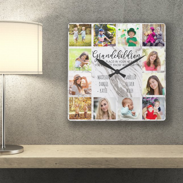 Reloj Cuadrado Nietos citan a 12 Personalizado de mármol gris (Subido por el creador)