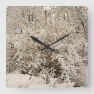 Reloj Cuadrado nieve de invierno adornada