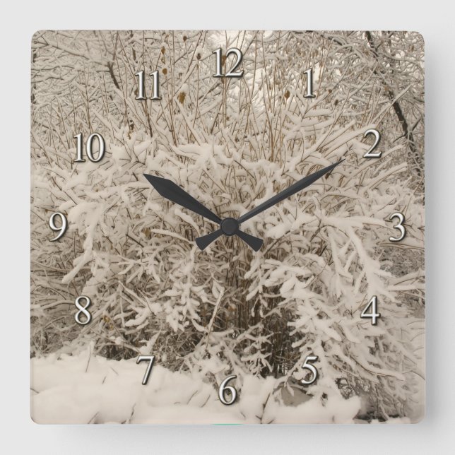 Reloj Cuadrado nieve de invierno adornada (Anverso)