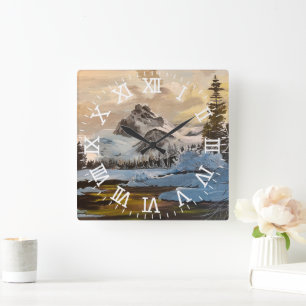 Reloj Cuadrado Nieve en las montañas rocosas, por Gary Poling