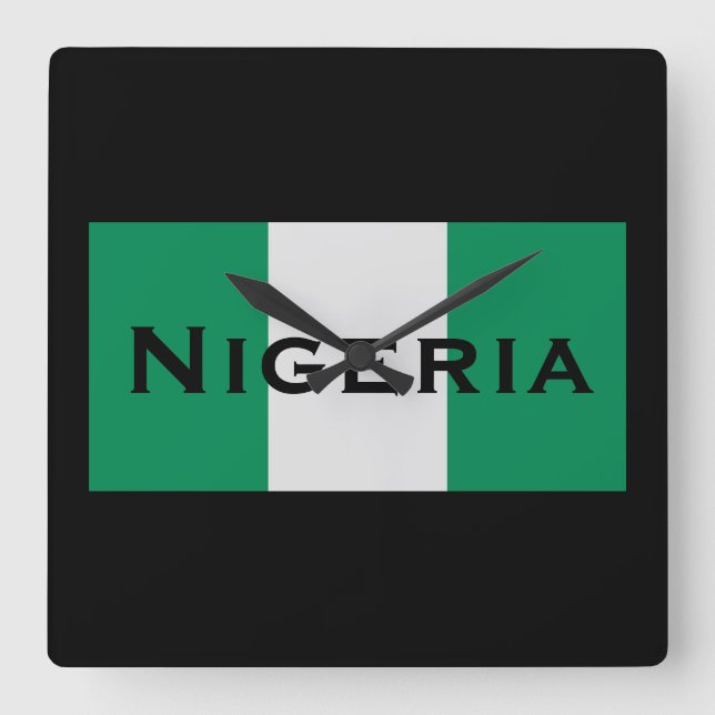 Reloj Cuadrado Nigeria con bandera nigeriana (África Occidental) (Anverso)