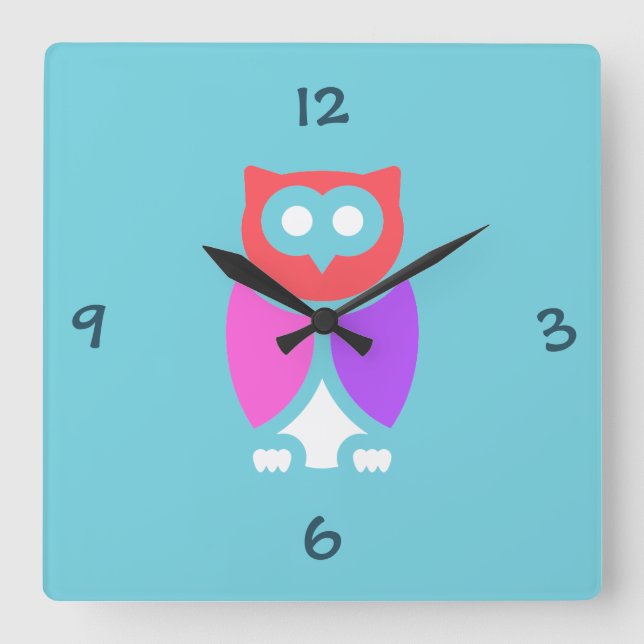 Reloj Cuadrado Night Owl, Beautiful Pink & Red, Abstract Pop Art (Anverso)