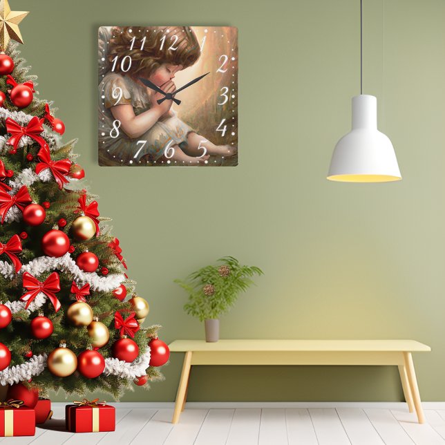 Reloj Cuadrado Niña Angel Orante Luz Radiante Halo (Subido por el creador)