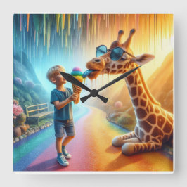 Reloj Cuadrado Niño con jirafa