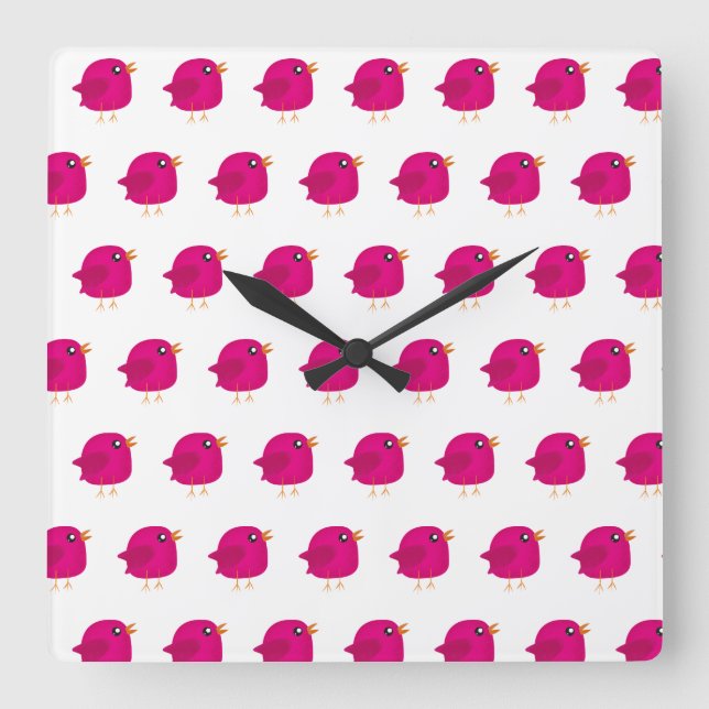 Reloj Cuadrado Niños adorables pájaros (Anverso)
