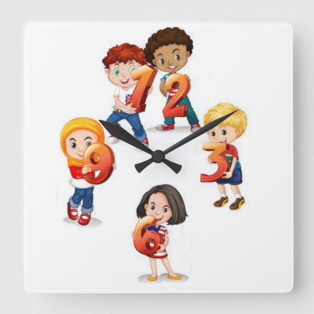 Reloj Cuadrado Niños con números (Anverso)