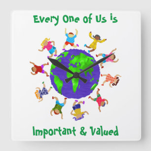 Reloj Cuadrado Niños importantes y valiosos