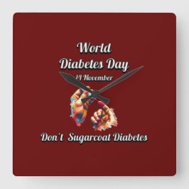 Reloj Cuadrado No Azote La Diabetes. Día mundial de la diabetes.