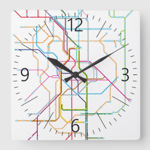 Reloj Cuadrado No hay mapa de transporte de nombres