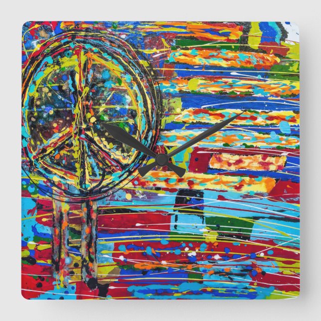 Reloj Cuadrado No More War Wall Clock (Anverso)