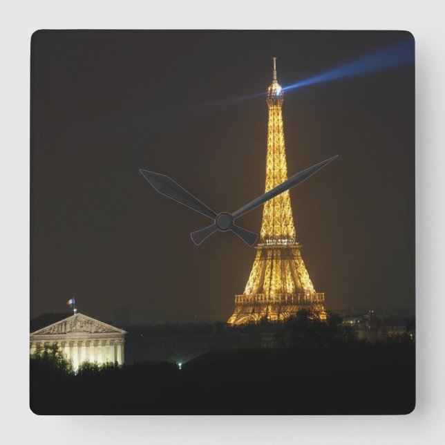 Reloj Cuadrado Noche de la Torre Eiffel (Anverso)