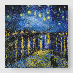 Reloj Cuadrado Noche De Vincent Van Gogh Starry Sobre El Ródano 1