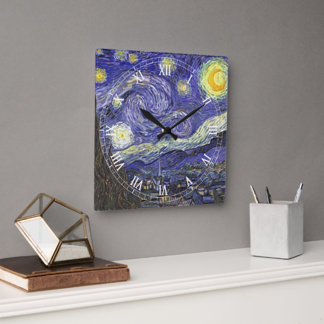 Reloj Cuadrado Noche estrellada de Vincent van Gogh (Oficina)