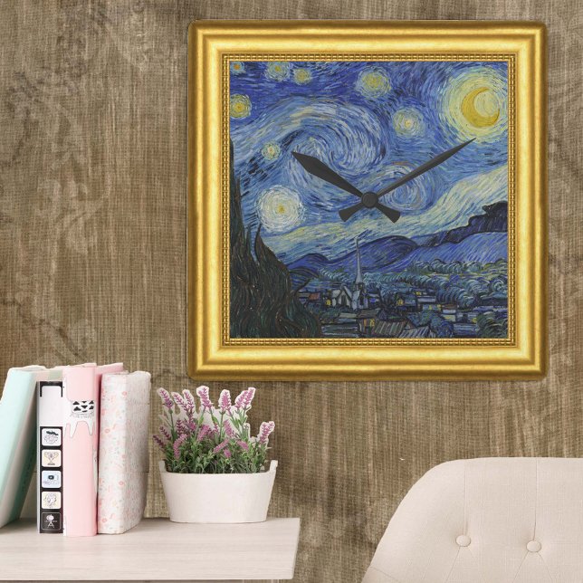 Reloj Cuadrado Noche estrellada, Vincent Van Gogh enmarcado (Subido por el creador)