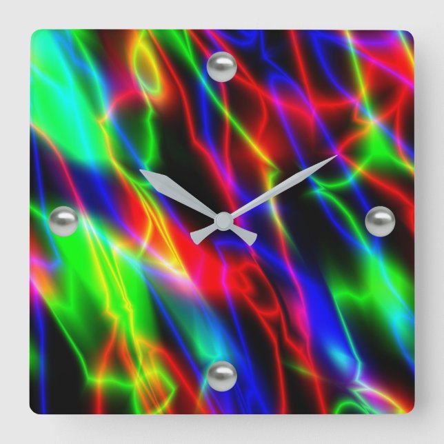 Reloj Cuadrado Noche Neon (Anverso)