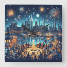 Reloj Cuadrado Nochevieja en Nueva York