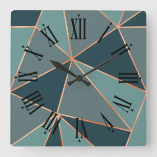 Reloj Cuadrado Nocturne Verde azulada del Egeo Gray