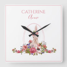 Nombra floral de conejo animal rosa