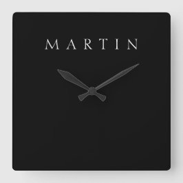 Reloj Cuadrado Nombre clásico (o palabra) | Blanco y negro