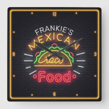 NOMBRE DE AÑO Retro Faux Neon Comida Mexicana Taco