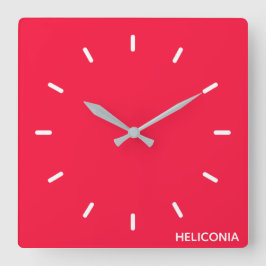Reloj Cuadrado Nombre de color rojo de Heliconia