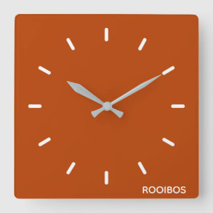 Reloj Cuadrado Nombre de color rojo marrón de Rooibos