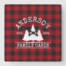 Reloj Cuadrado Nombre de familia de cabina Red Buffalo revestido