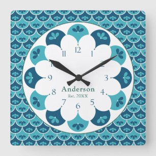 Reloj Cuadrado Nombre de familia de colores de Personalizado flor