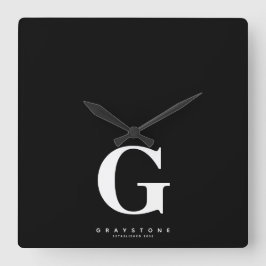 Reloj Cuadrado Nombre de monograma negro